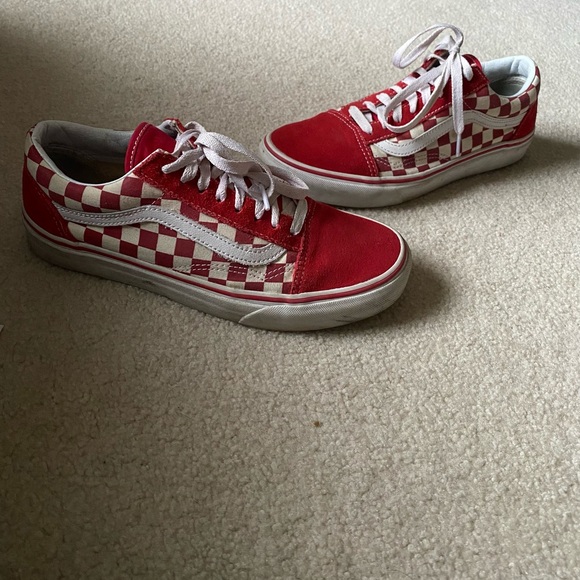 Red Checkered Old Skool Vans Shoes Size 8.5 W, 7 M - Picture 2 of 3